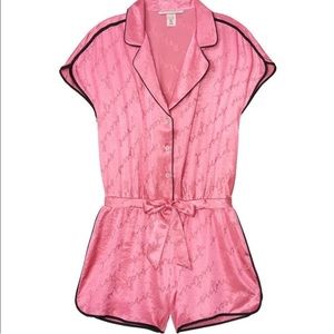 Victoria’s Secret Pink Satin Logo Romper